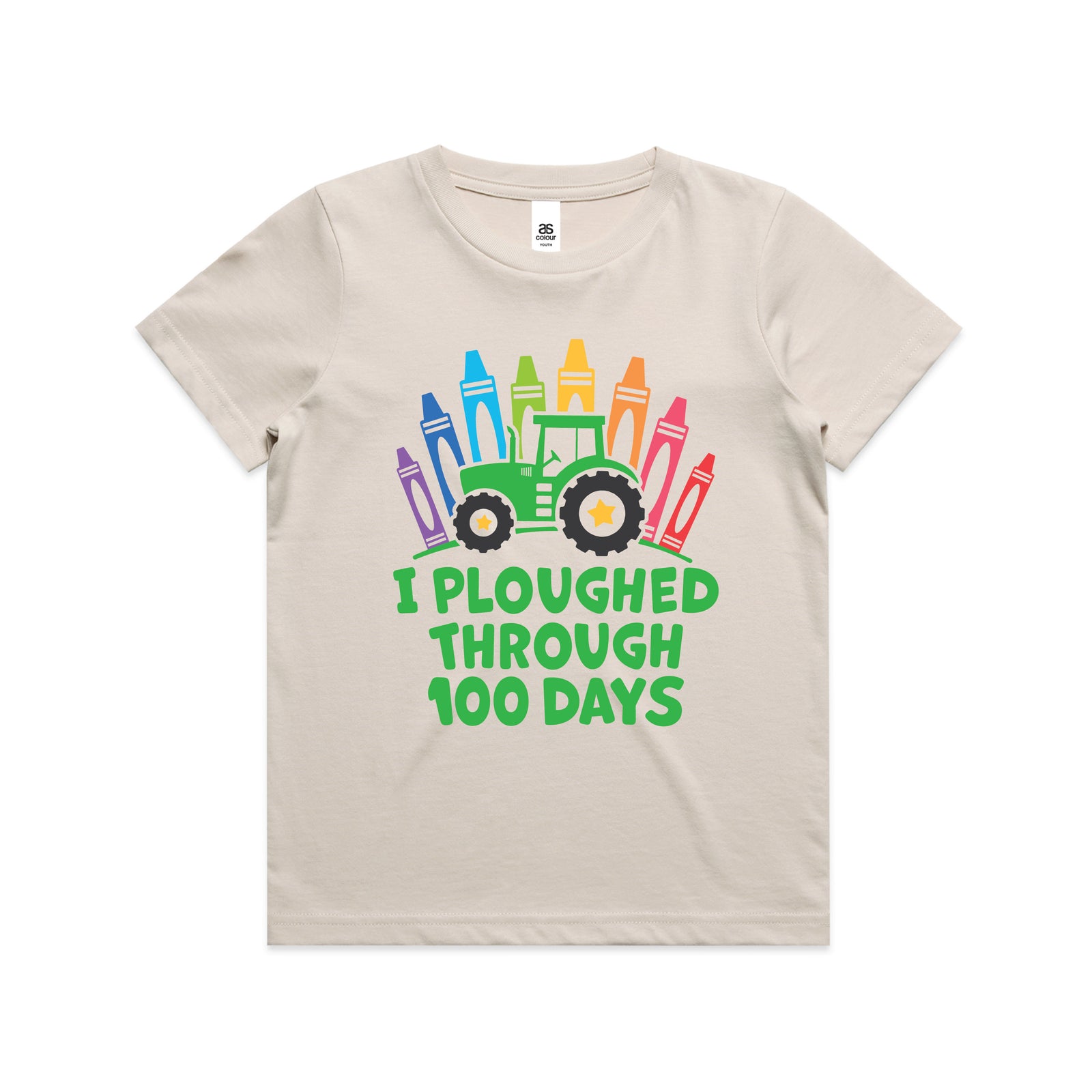 100 Days Of School Kids T-Shirt - I Ploughed Through Tractor Design