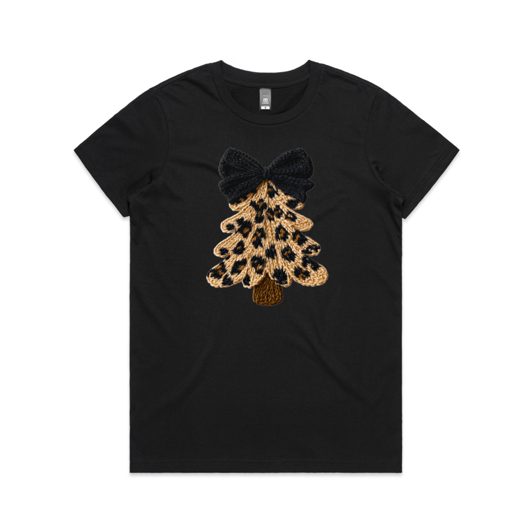 Faux Yarn Leopard Print Christmas Trees