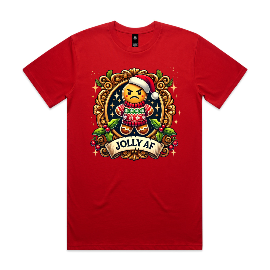 Jolly AF Grumpy Gingerbread Man Christmas T-Shirt