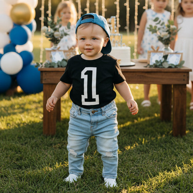 First Birthday T-Shirt – Varsity Number 1 Kids Tee