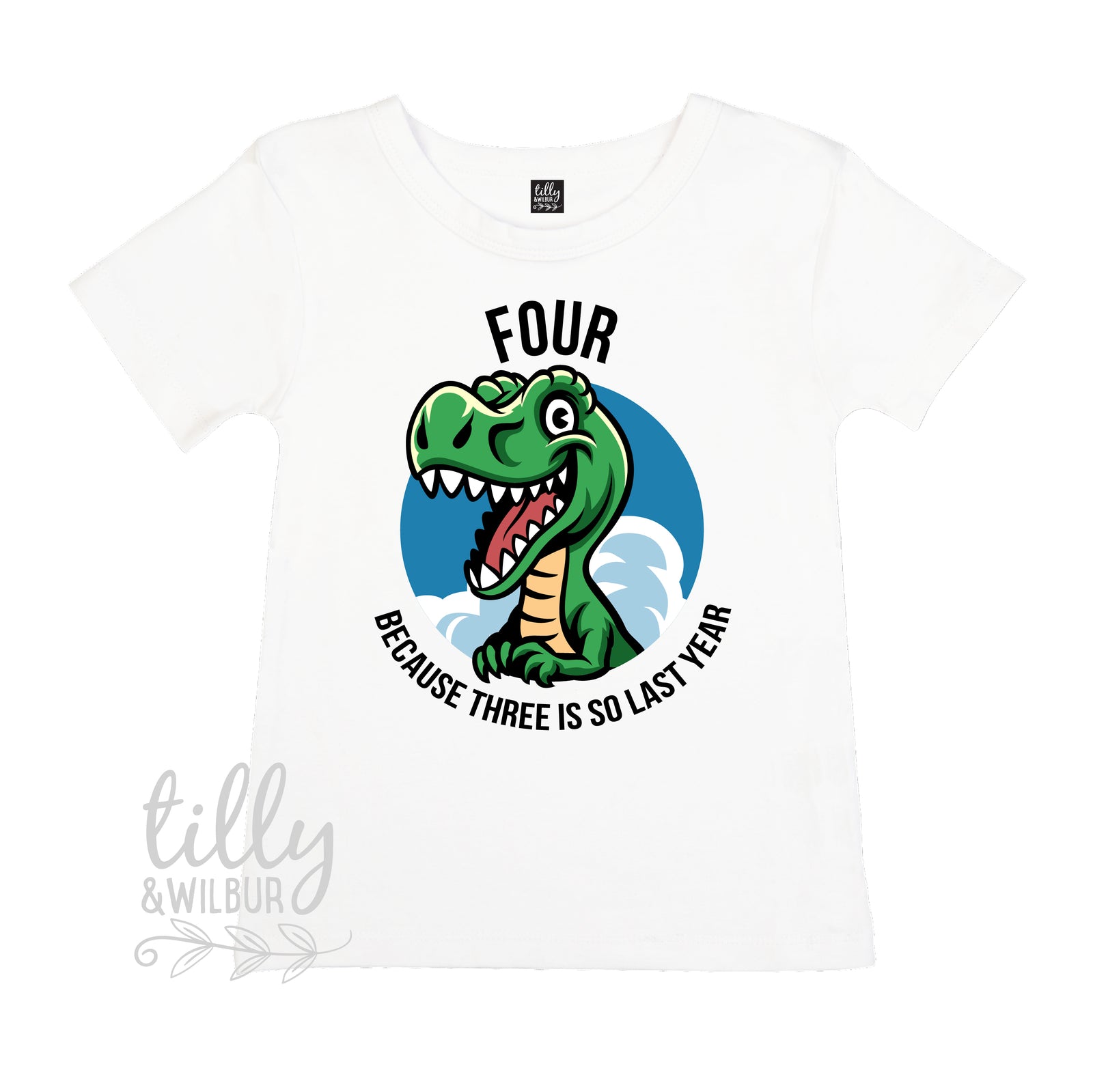 4th Birthday Dinosaur T-Shirt – Four Because Three Is So Last Year
