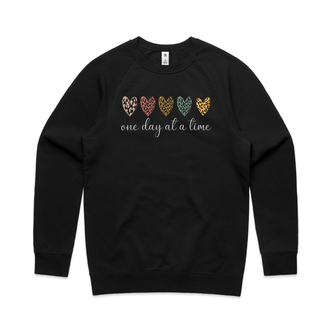 One Day At A Time T-Shirt – Leopard Print Hearts Tee