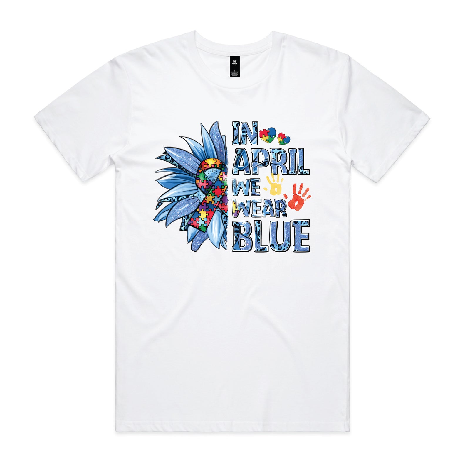 Autism Awareness Shirt Australia | In April We Wear Blue Tee | Puzzle Ribbon Sunflower Shirt | Neurodiversity Support | All Sizes