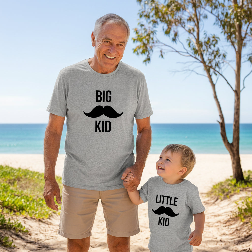 Big Kid Little Kid – Matching Daddy & Me Moustache Tee
