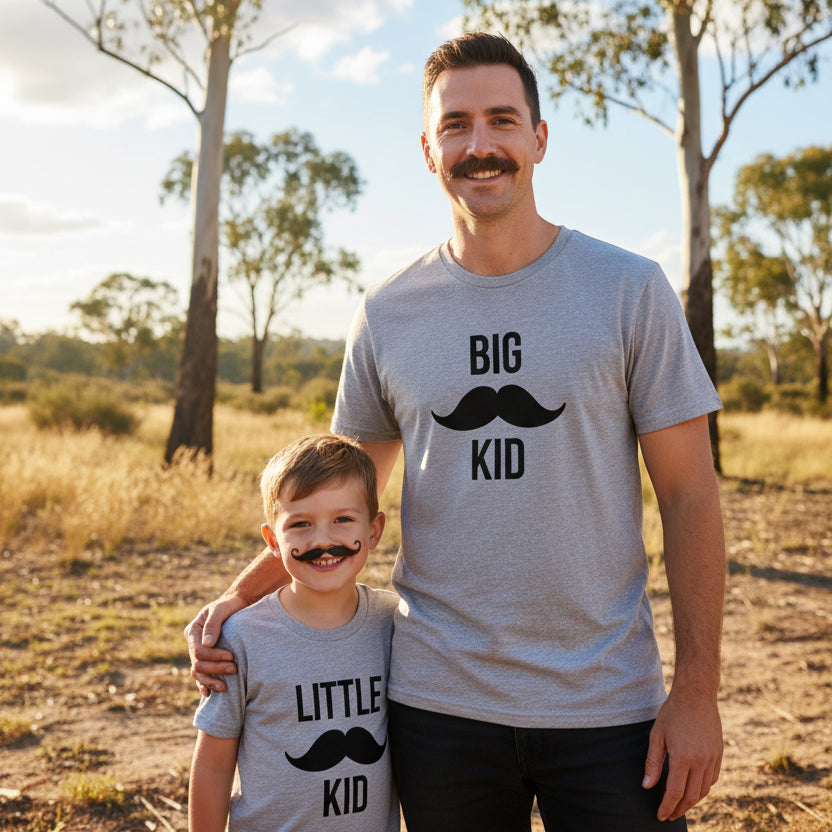 Big Kid Little Kid – Matching Daddy & Me Moustache Tee