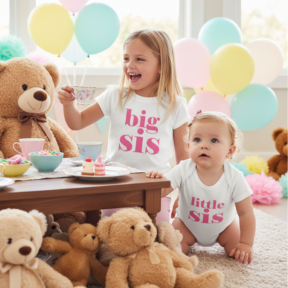 Big Sis Little Sis Matching Sister T-Shirt & Bodysuit Set