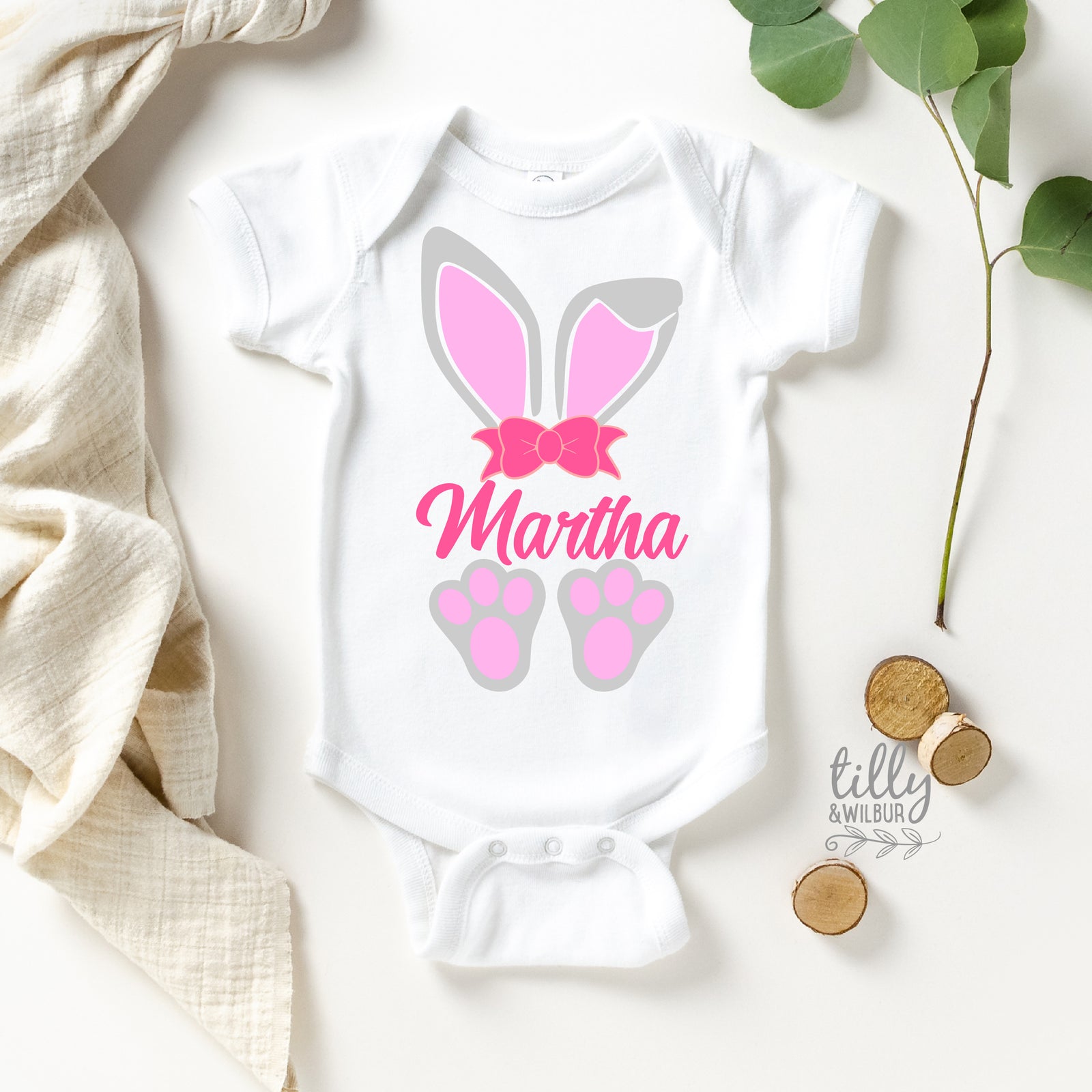 Personalised Bunny Ears Easter Shirt | Custom Name Family Matching Easter Outfit Babies Kids Mum Dad