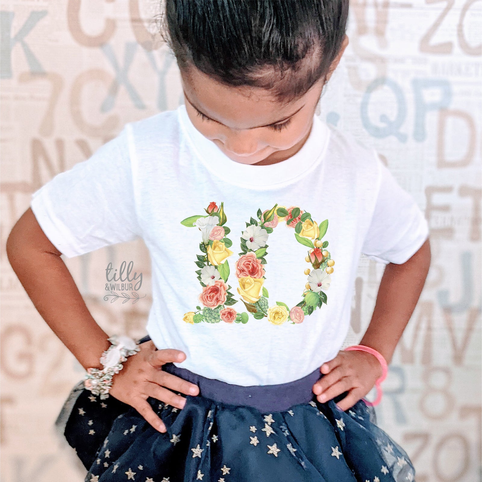 Floral Number Birthday Shirt – Personalised Girls Tee