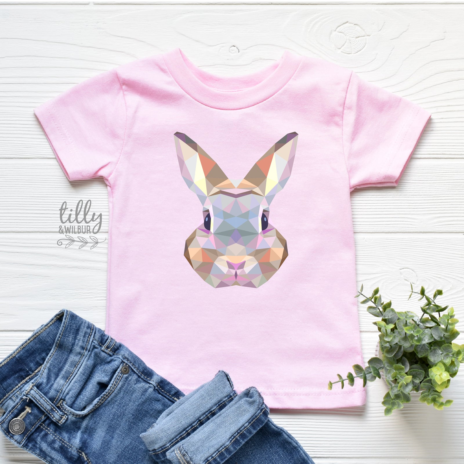 Geometric Bunny Easter Shirt | Modern Bunny Face Easter Top Family Matching Outfit Adults Kids Baby