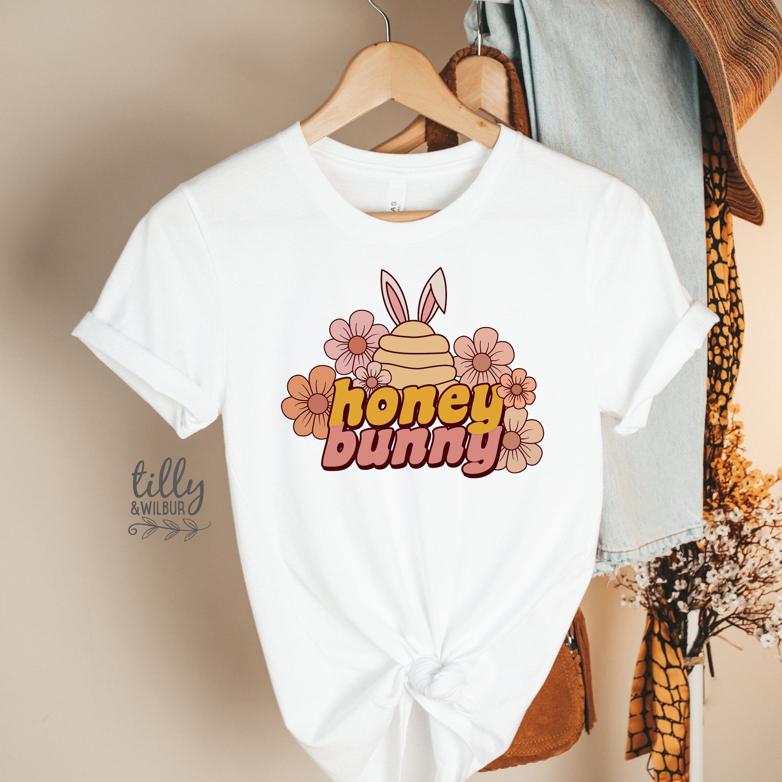 Honey Bunny Easter Shirt | Cute Easter Bunny Shirt for Girls | Toddler Easter Outfit | Retro Easter Bunny Kids Shirt | Baby Toddler Kids Easter Tee