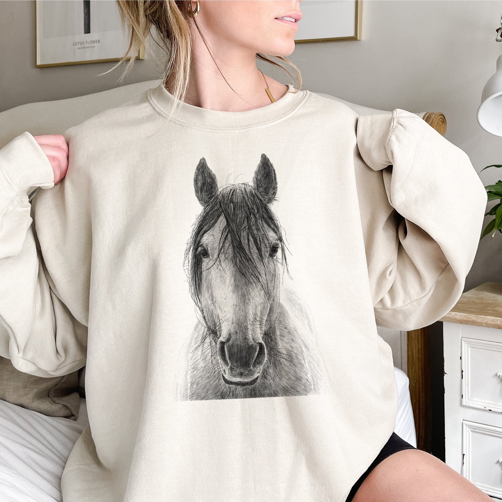 Horse Illustration Sweatshirt | Minimalist Horse Drawing Jumper | Equestrian Clothing Australia | Horse Lover Gift