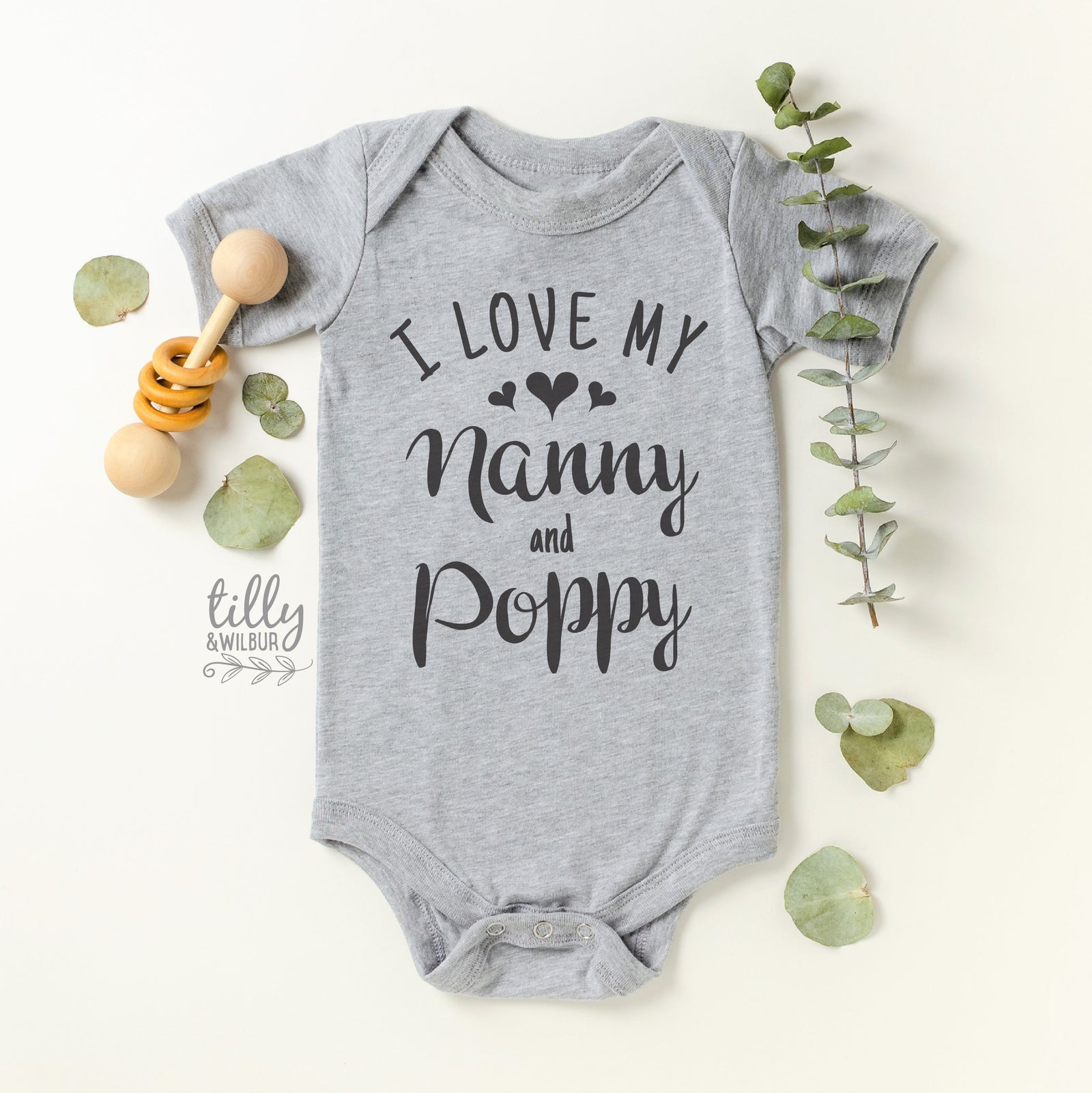 I Love My Nanny and Poppy Baby Bodysuit | Grandparents Gift from Baby | Cute Baby Outfit | Newborn Gift Idea
