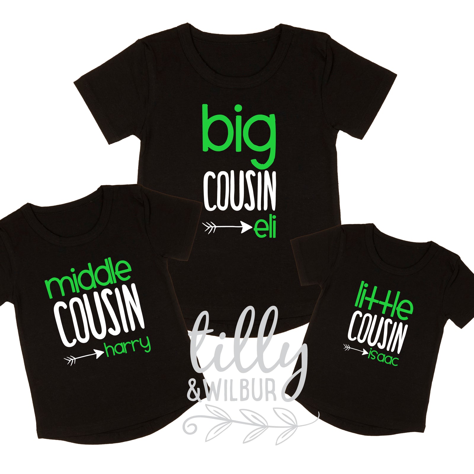 Personalised Cousin T-Shirt – Big Middle Little Cousin Tee