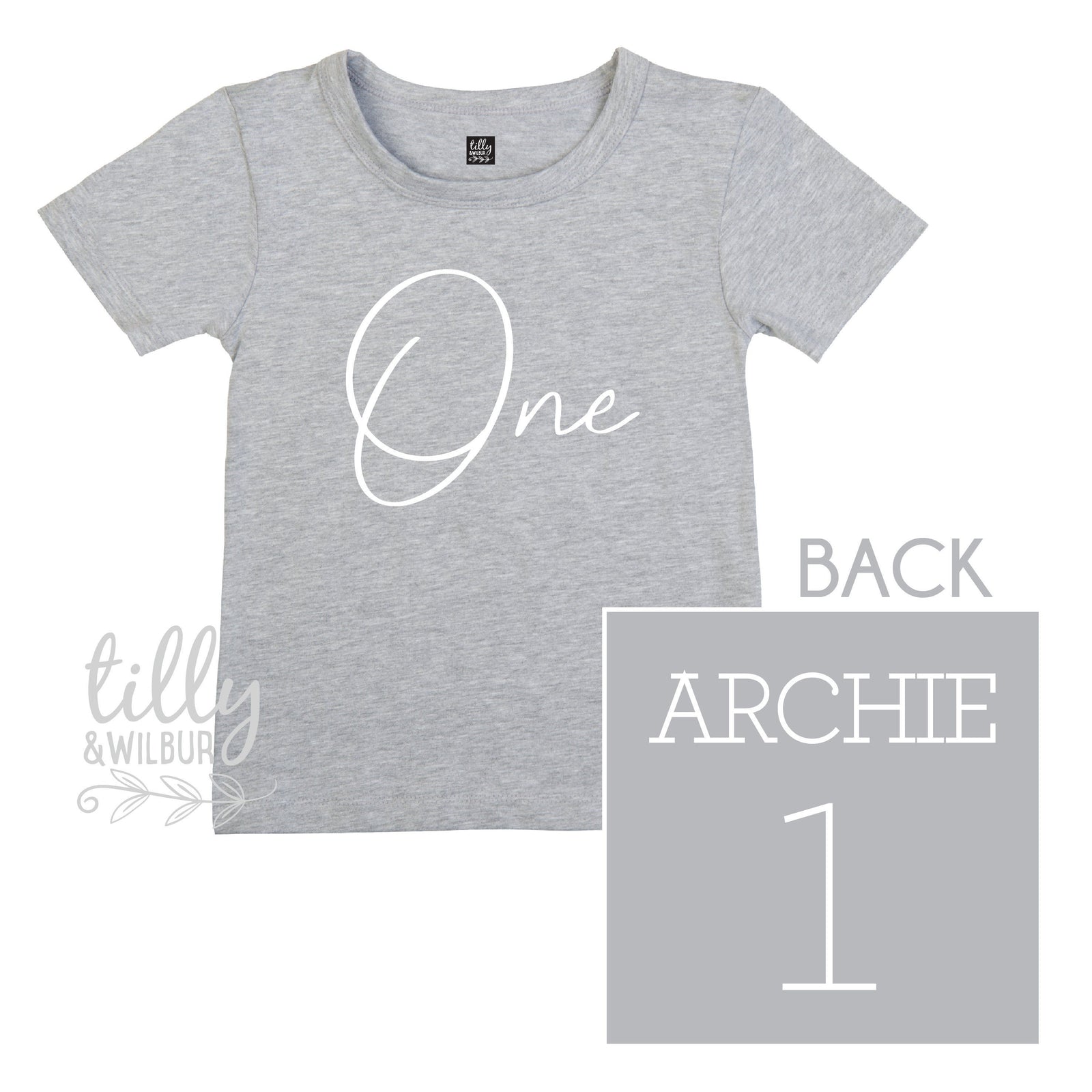 Personalised First Birthday T-Shirt – One Front & Name Back