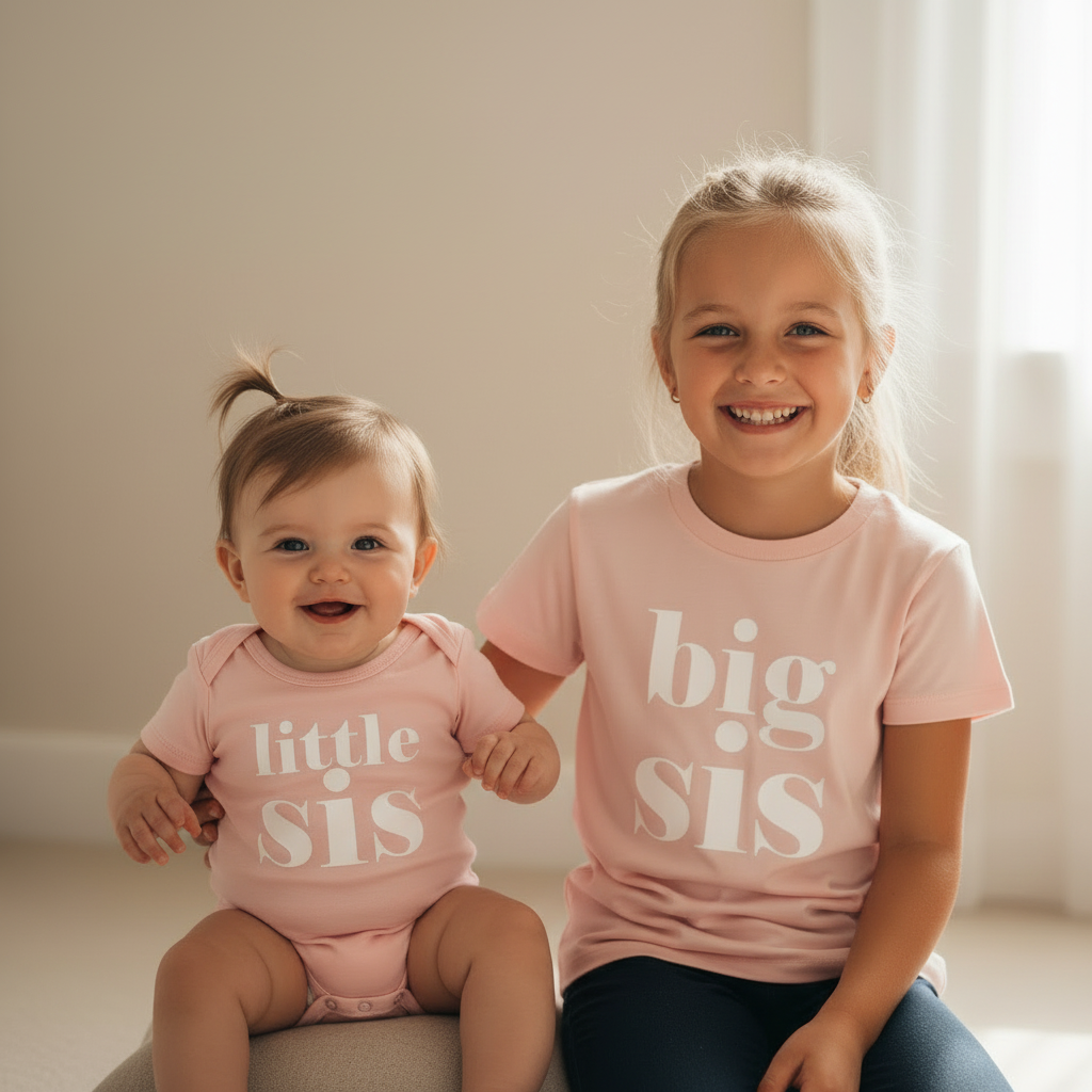 Big Sis Little Sis Matching Sister T-Shirt & Bodysuit