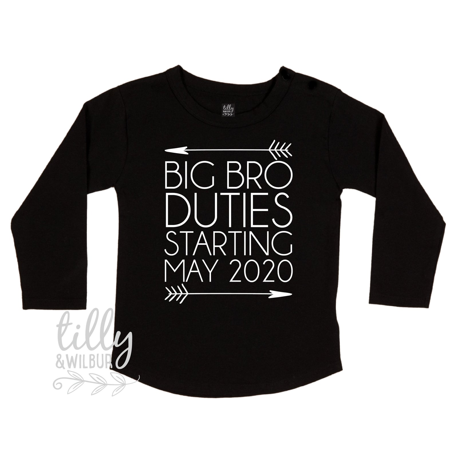 Personalised Big Bro Duties Jumper or Tee – Starting Date Announcement