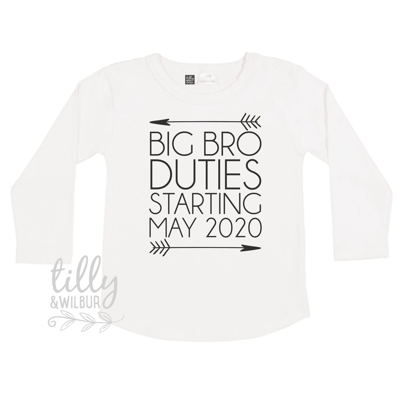Personalised Big Bro Duties Jumper or Tee – Starting Date Announcement