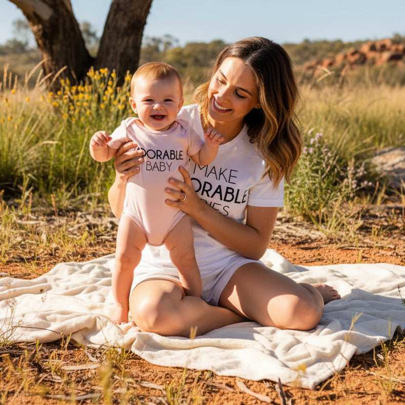I Make Adorable Babies matching set