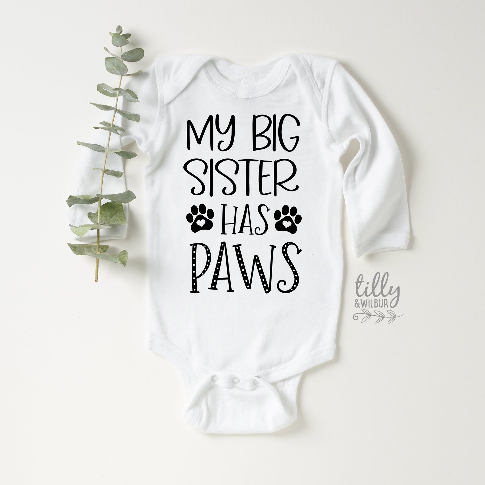 My Big Sister Has Paws Baby Bodysuit – Dog Sibling Bodysuit