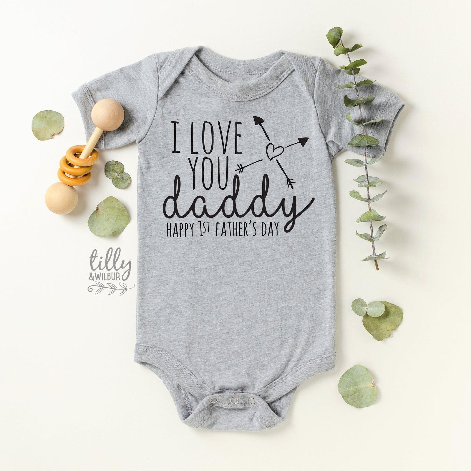 I Love You Daddy Happy 1st Father's Day baby bodysuit