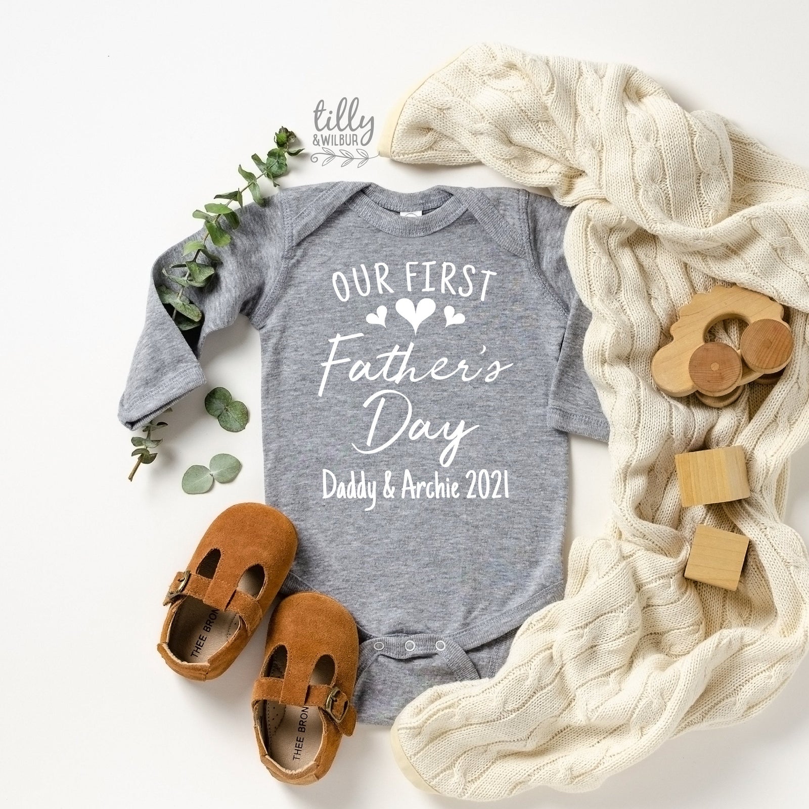 Our First Father's Day 2026 personalised bodysuit with names