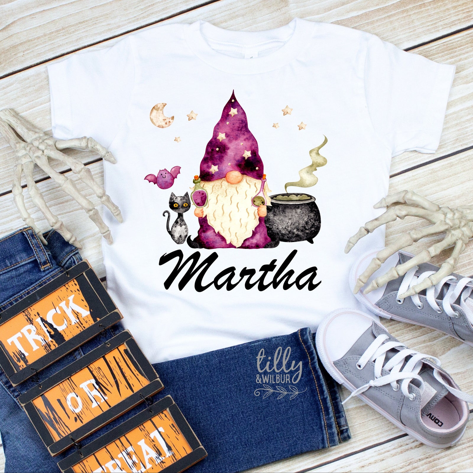 Personalised Halloween Gnome T-Shirt - Custom Name