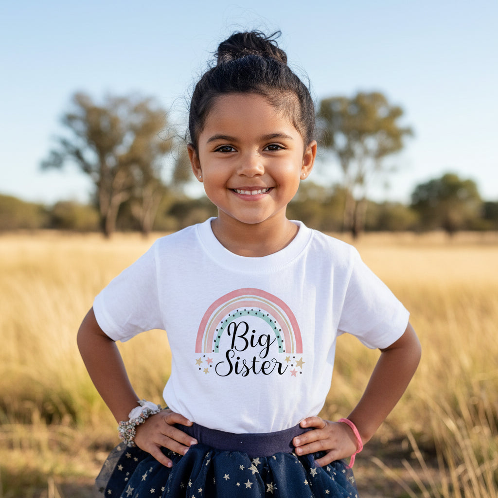 Big Sister Rainbow T-Shirt and Baby Bodysuit - Sibling Gift