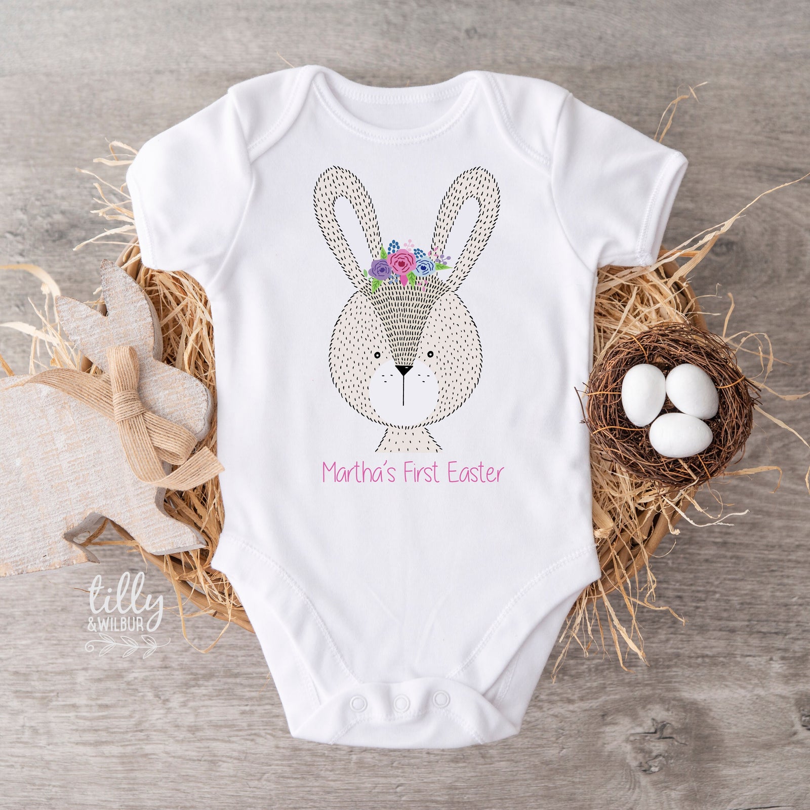 baby girl first easter outfit personalised bunny onesie australia