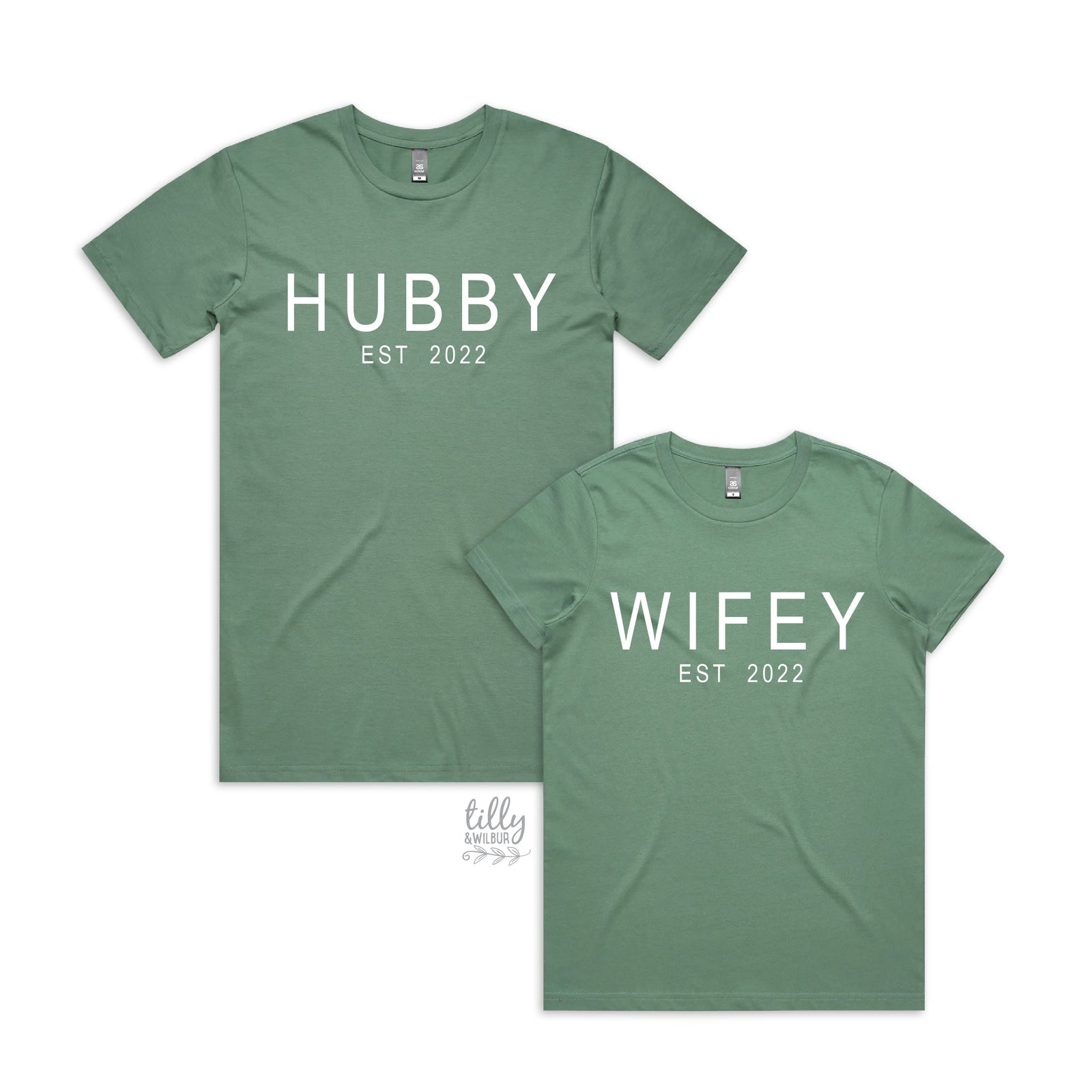 Hubby & Wifey Matching T-Shirts - Personalised Est Year