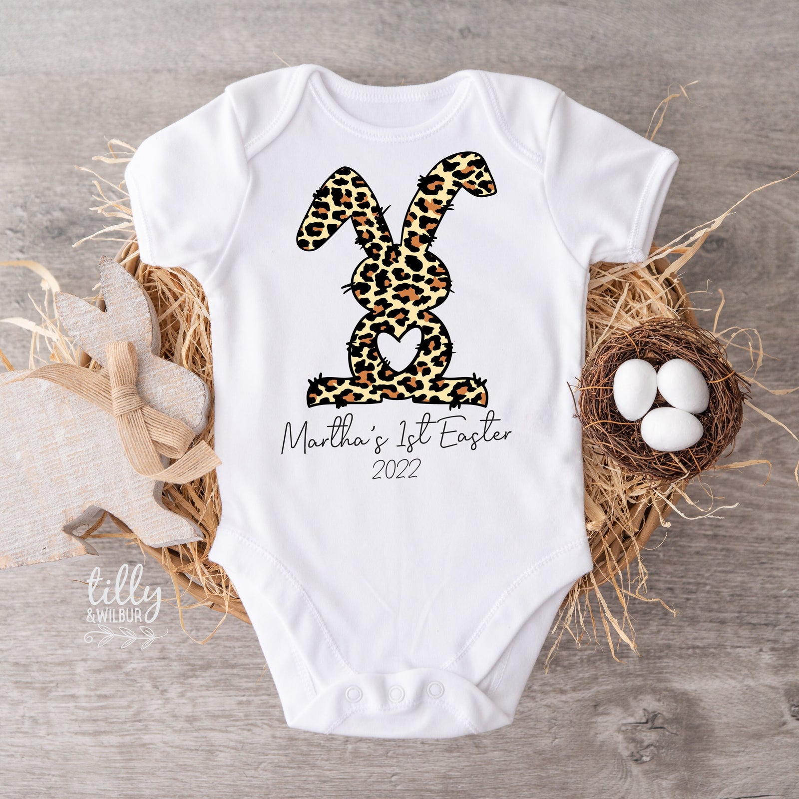 personalised baby easter bodysuit name custom first easter outfit leopard bunny australia