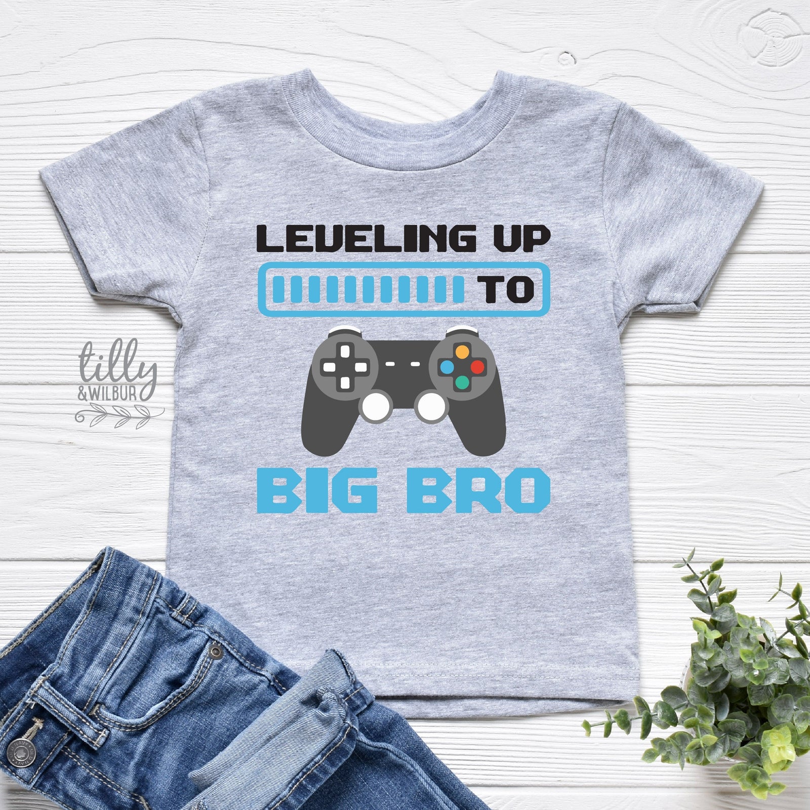 Leveling Up To Big Bro gamer big brother announcement t-shirt by Tilly&Wilbur