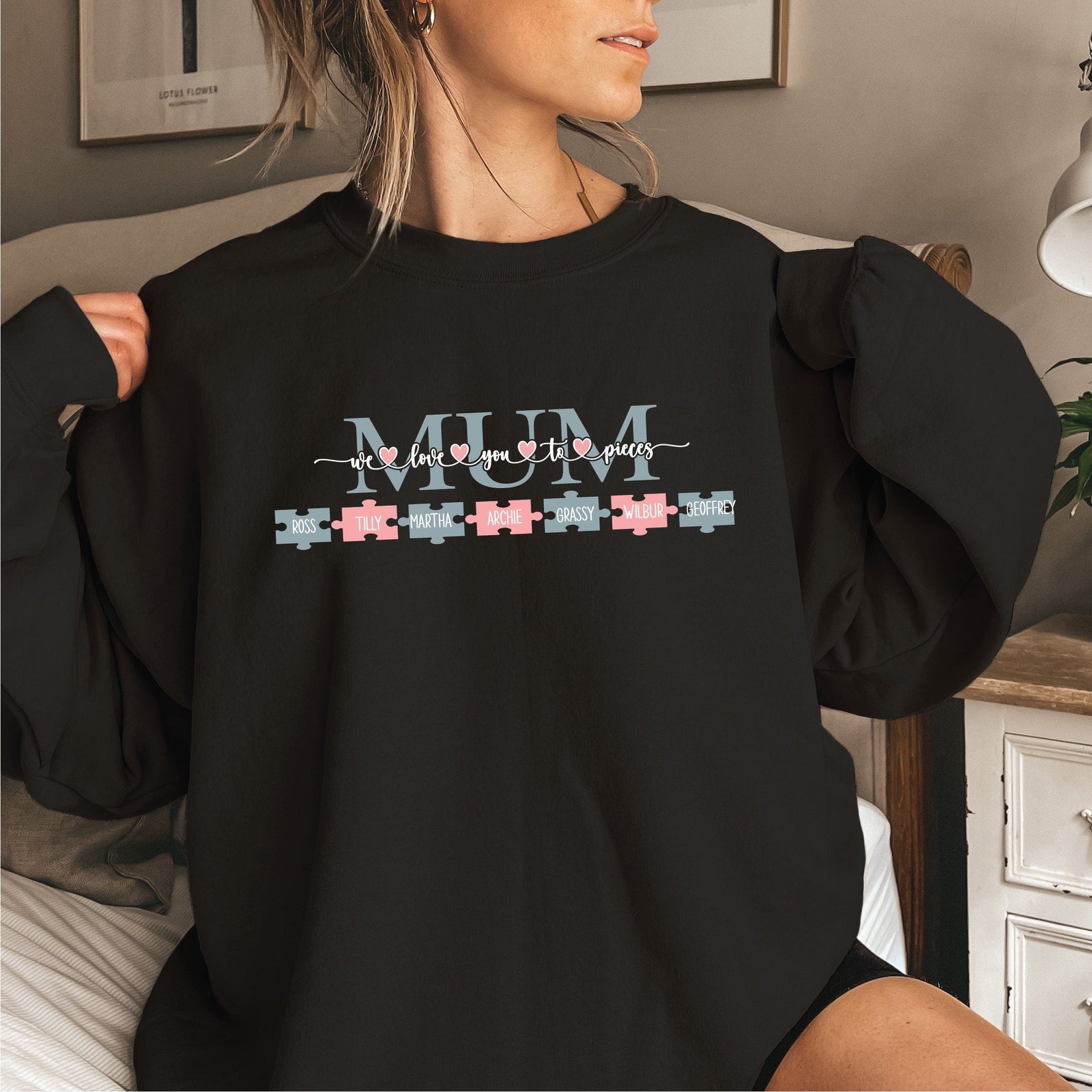 Personalised Mother's Day Jumper, Mum We Love You To Pieces, Mama Sweatshirt, Mothers Day Gift, Personalised Mum Gift, Mum Life Jumper