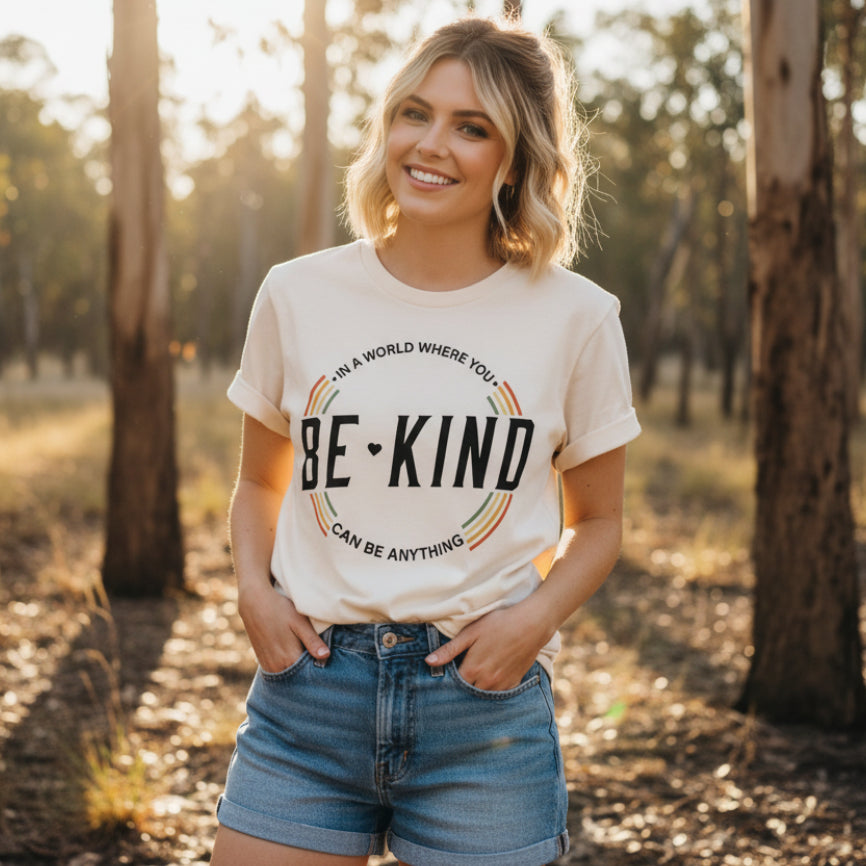 In A World Where You Can Be Anything Be Kind T-Shirt, Mens And Womens Sizing, Be Kind T-Shirt, Kindness Matters, Inspirational Clothing