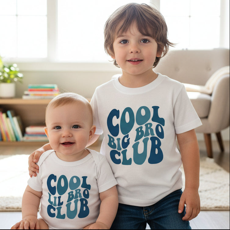 Cool Big Bro Club Set, Big Brother T-Shirt, Little Brother Bodysuit, Matching Big Bro Lil Bro, Big Brother Little Brother, Baby Shower Gift