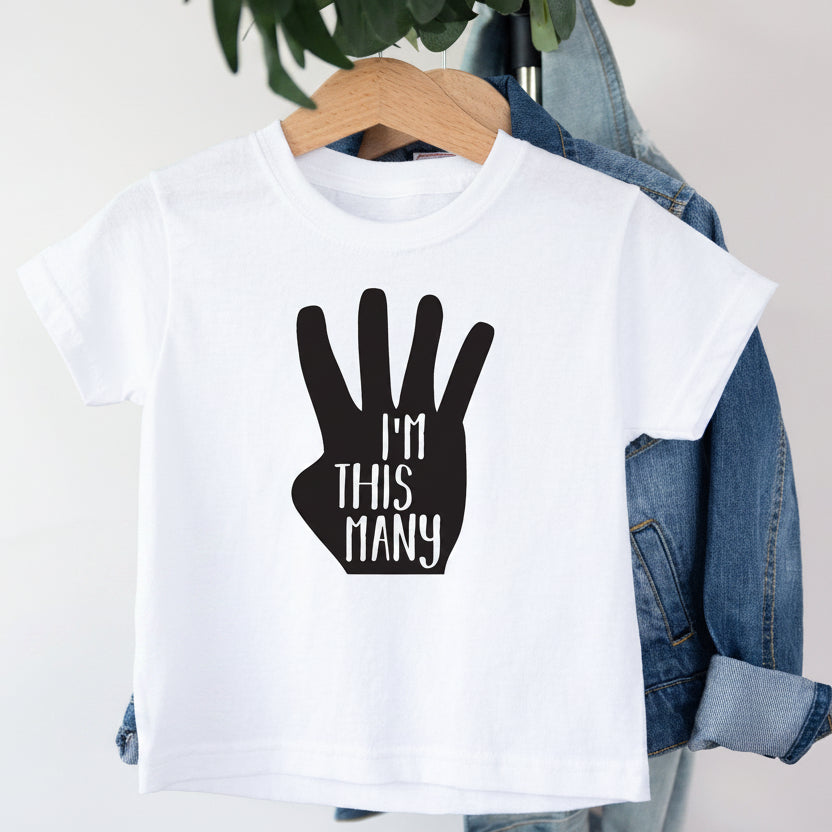 I'm This Many Four Fingers Birthday T-Shirt, 4th Birthday Tee, 4 Year Old Boy Birthday Gift, Boys 4th Birthday, Boys Birthday Tee, Boy Party