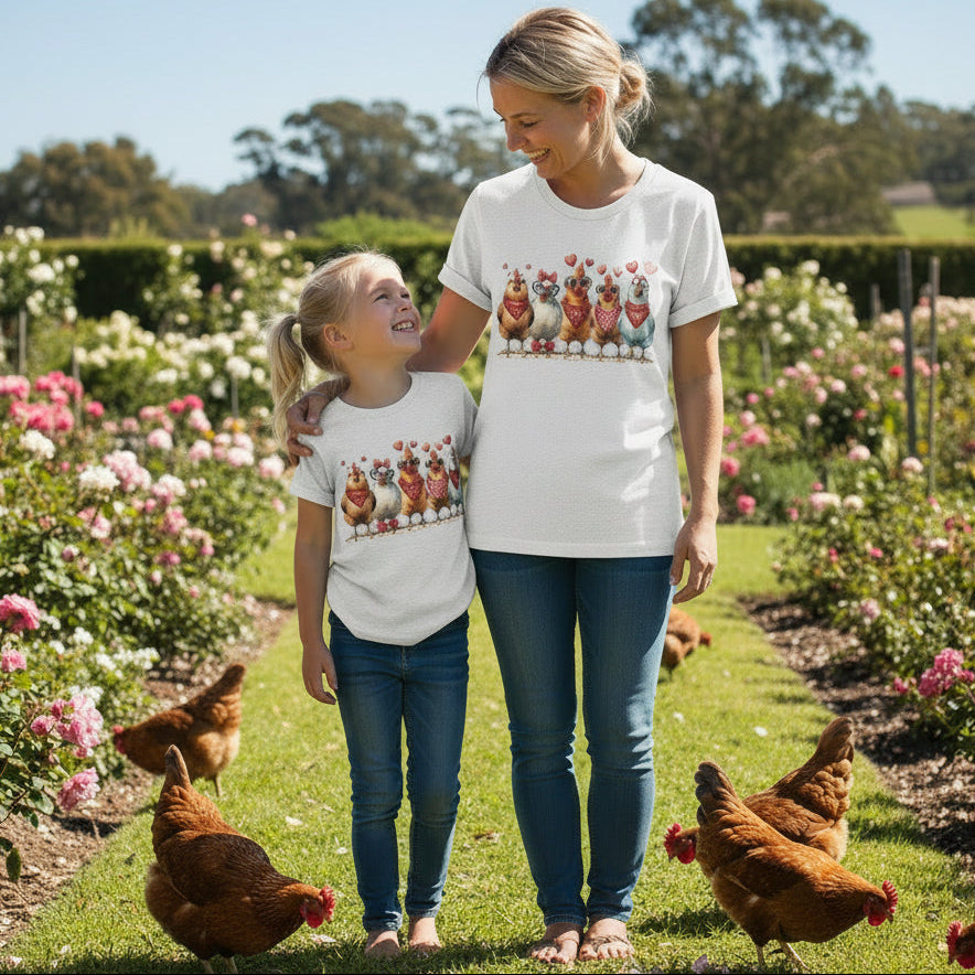 Valentine's Chicken's T-Shirt, Valentine's Day T-Shirt, Chicken T-Shirt, Fancy Chicken T-Shirt, Coquette T-Shirt, Funny Chicken's T-Shirt