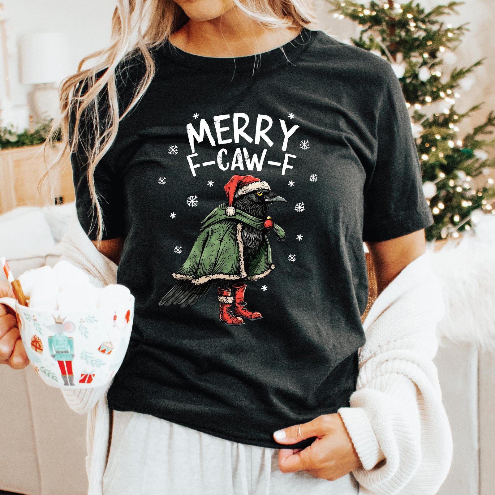 Funny Christmas Chicken F-Caw-F T-Shirt | Lots of Colours & Sizes | Hilarious Holiday Tee | Perfect Xmas Gift for Everyone | Chicken Lover