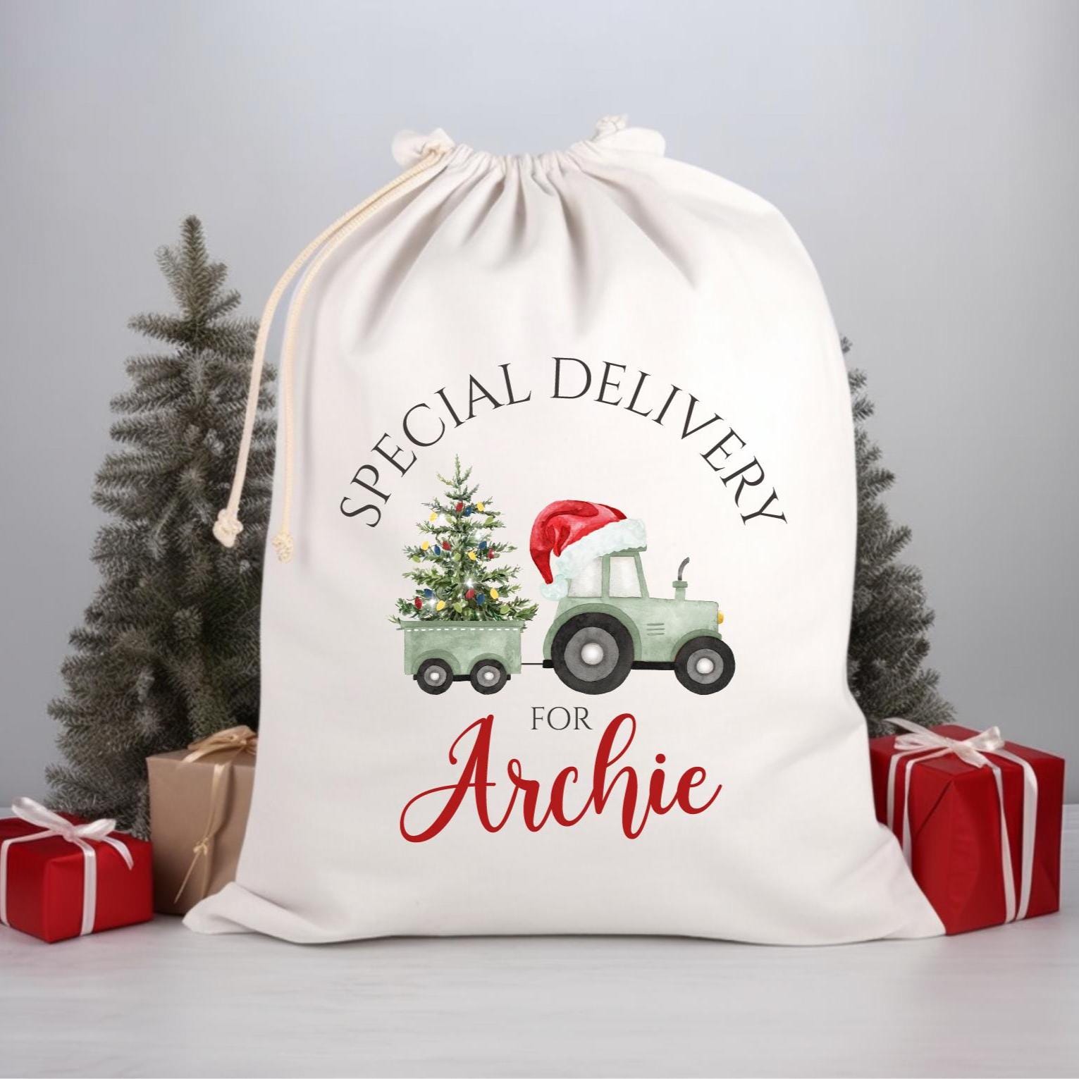 Personalised Santa Sack, Large Size, High Quality Cotton Linen, Christmas Gift Bag, Christmas Keepsake, Xmas Stocking