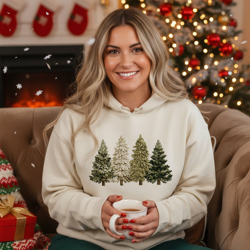 Faux Yarn Christmas Trees T-Shirt, Multiple Sizes And Colours, Textured Xmas T-Shirt