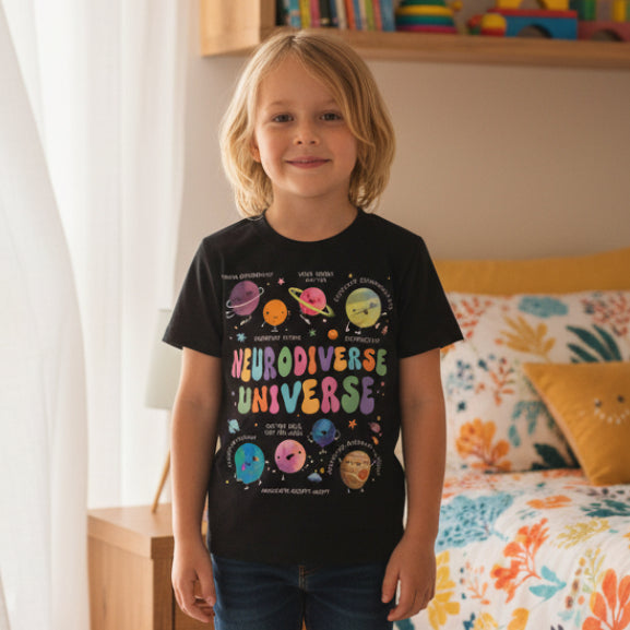 Neurodiverse Universe Shirt Autism Awareness Kids Tee Inclusive Space Theme All Sizes