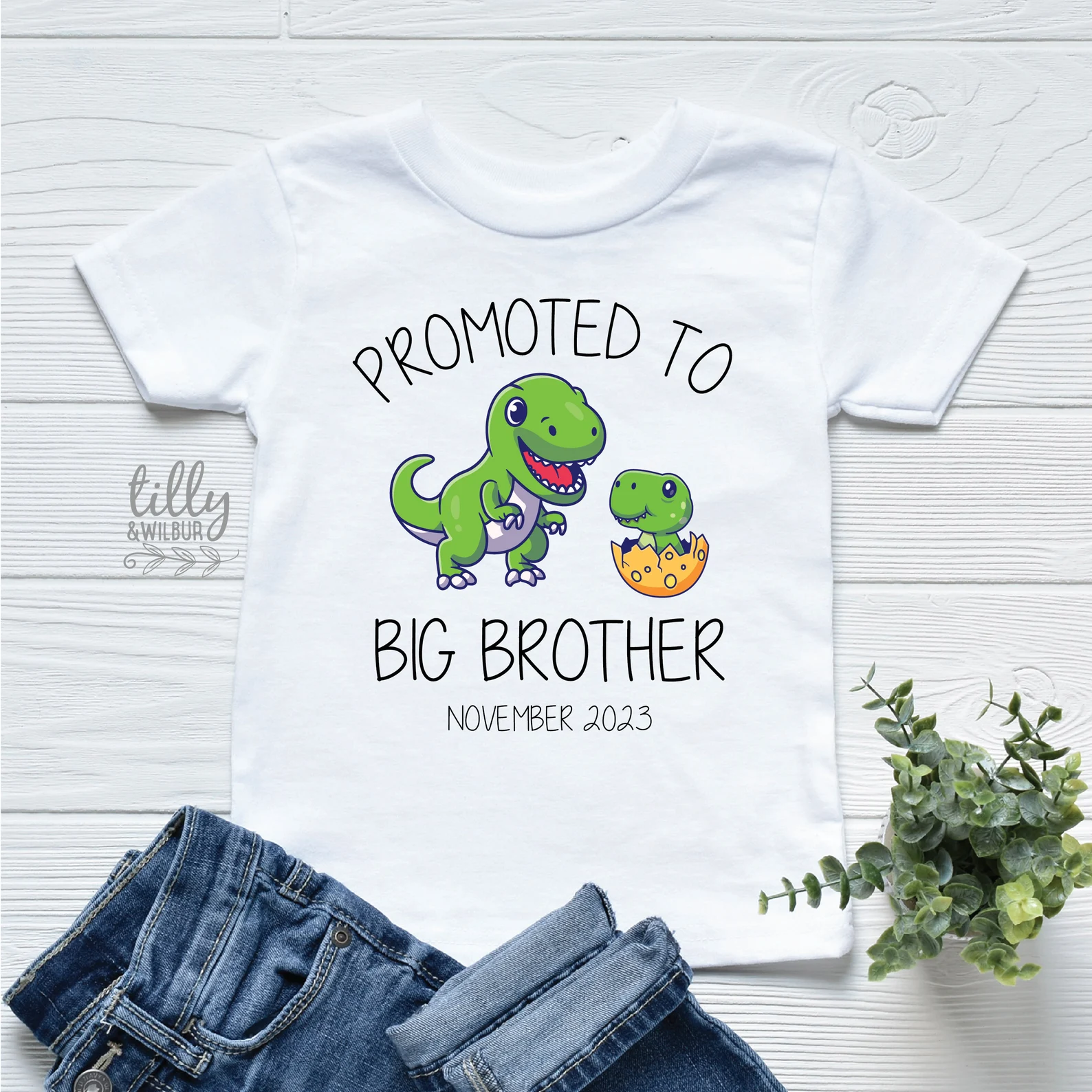 Personalised Big Brother T-Shirt – Promoted To Big Brother Dino Tee