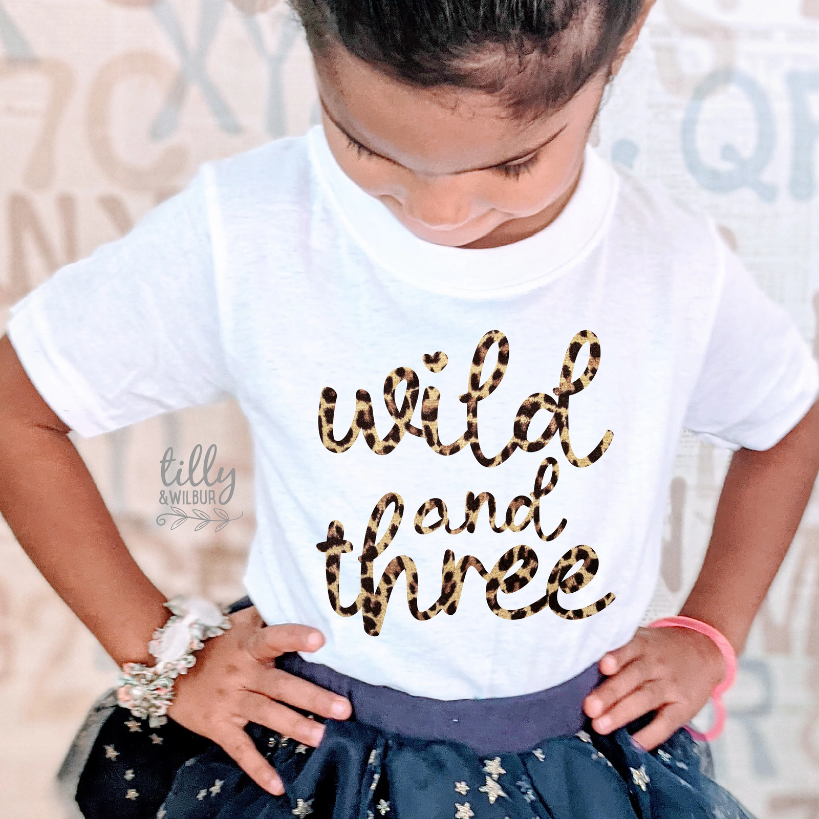 Wild And Three T-Shirt – Leopard Print 3rd Birthday Girls Tee