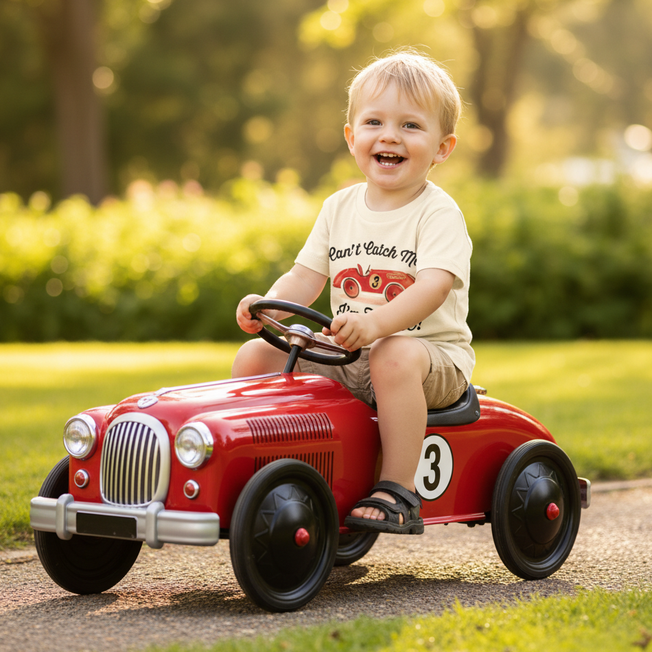 3rd Birthday T-Shirt – Can't Catch Me I'm Three Vintage Race Car Tee