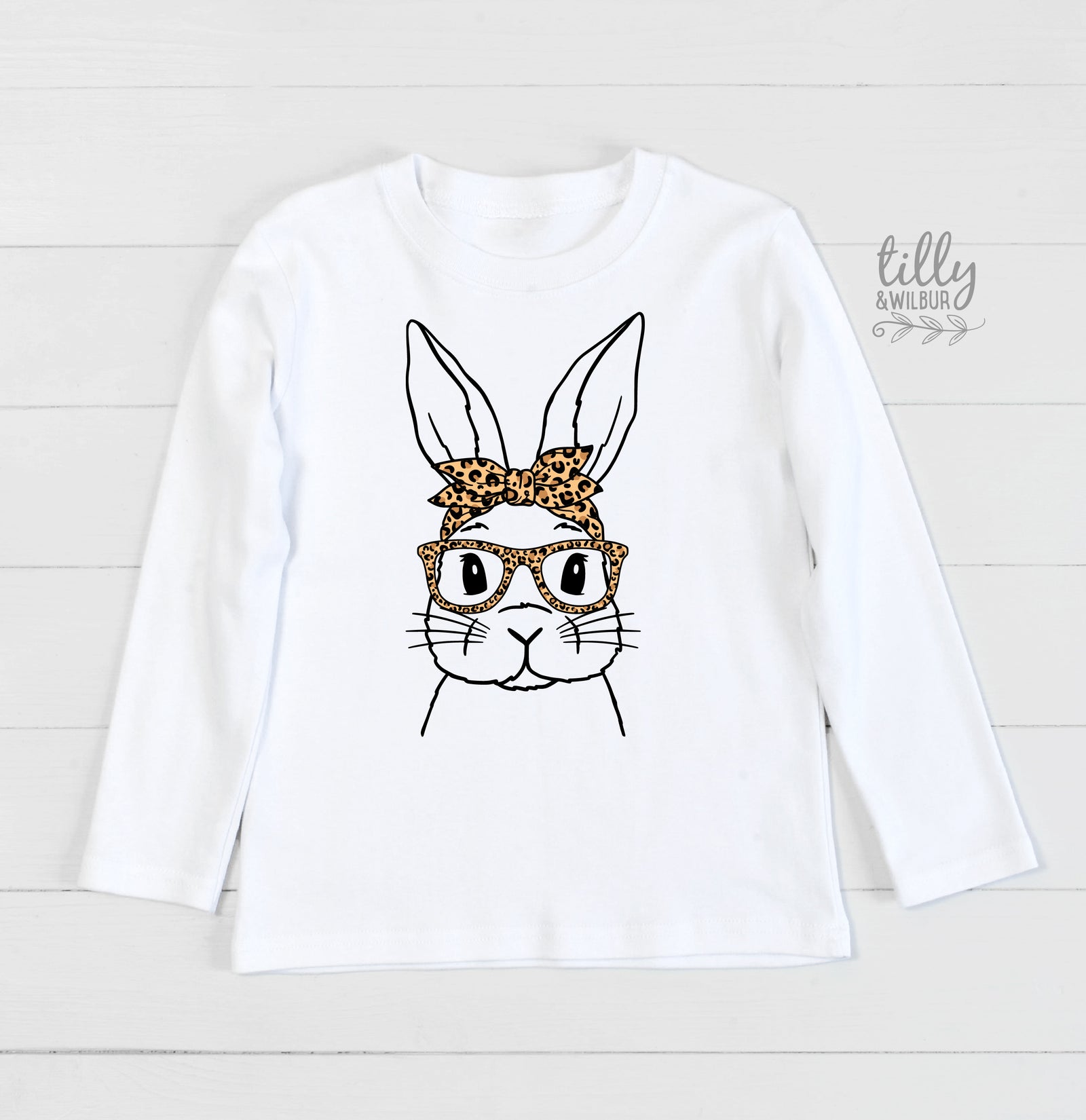 Easter T-Shirt For Women, Leopard Print Bunny Rabbit Print, Easter Bunny Shirt, Easter Egg Hunt, Easter Gift, Women's Easter T-Shirt Gift