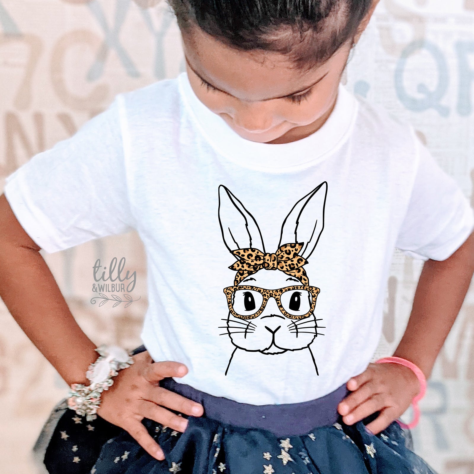Leopard Bunny Easter Shirt | Women & Girls Easter Bunny Shirt | Cute Easter Outfit | Bunny Glasses Easter Tee