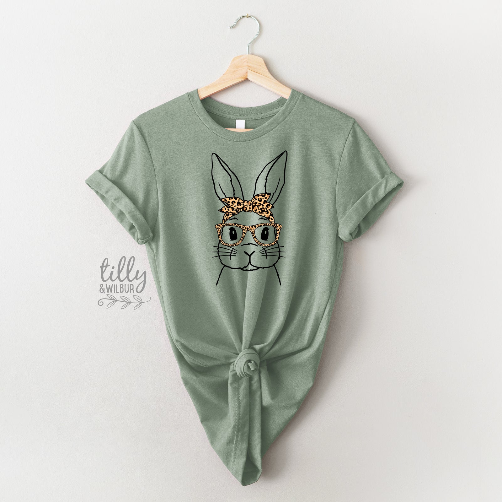 Leopard Bunny Easter Shirt | Women & Girls Easter Bunny Shirt | Cute Easter Outfit | Bunny Glasses Easter Tee