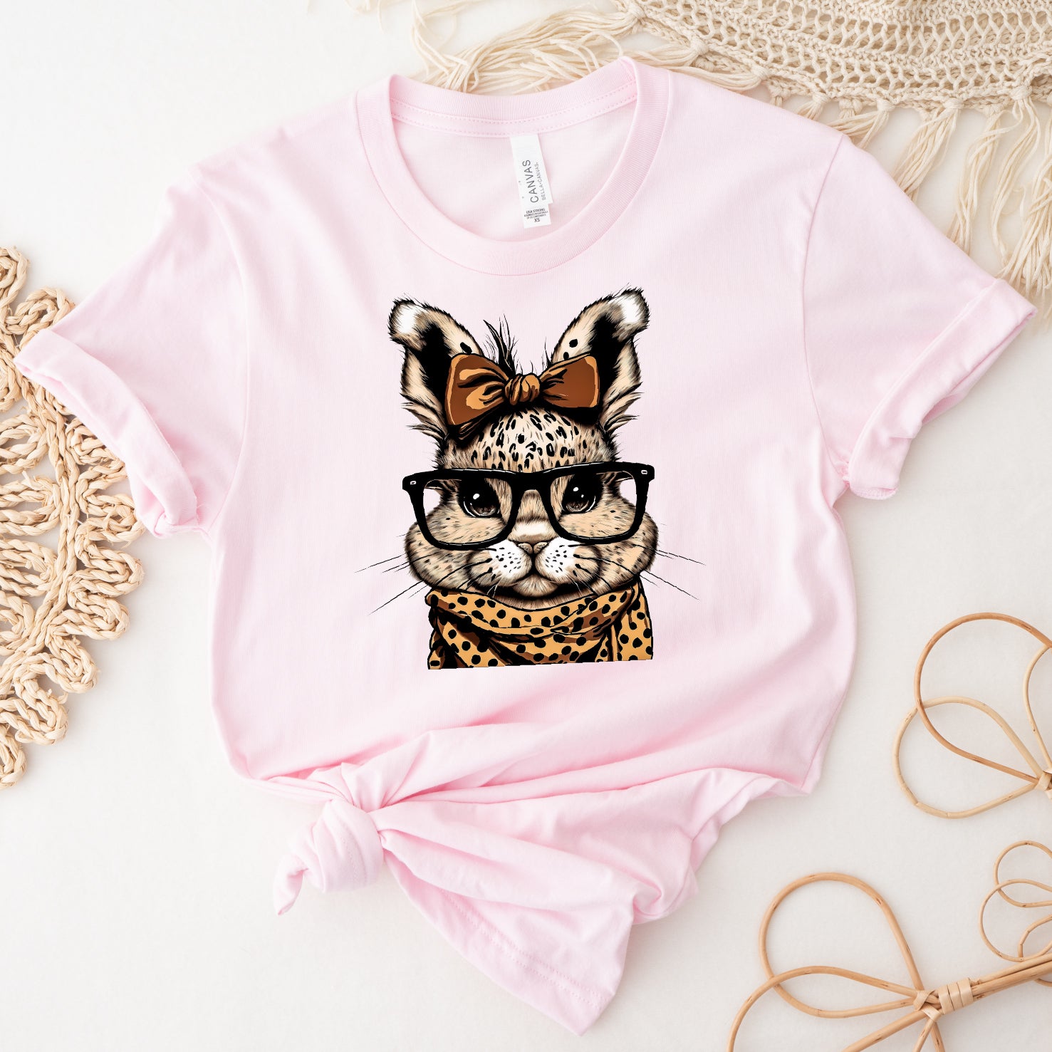 Leopard Bunny Shirt | Cute Easter Bunny T-Shirt | Stylish Bunny Graphic Tee | Easter Bunny Shirt for Women | Trendy Bunny Design