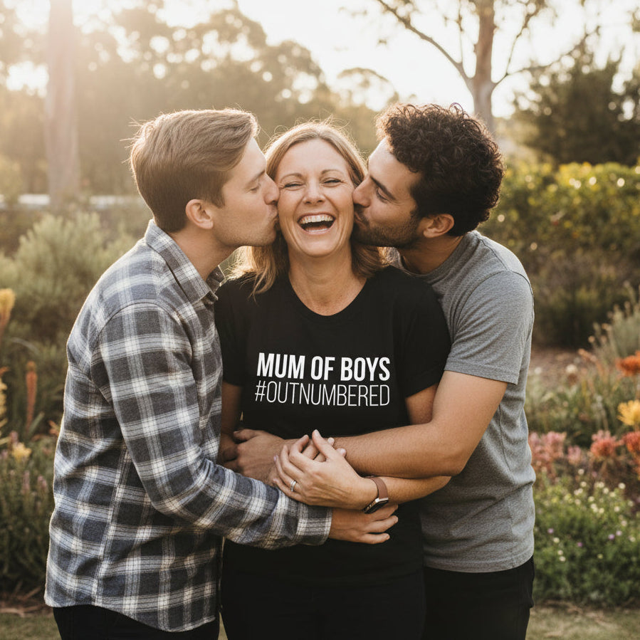 Mum of Boys Shirt | #Outnumbered Mum Tee | Funny Boy Mum T-Shirt Australia