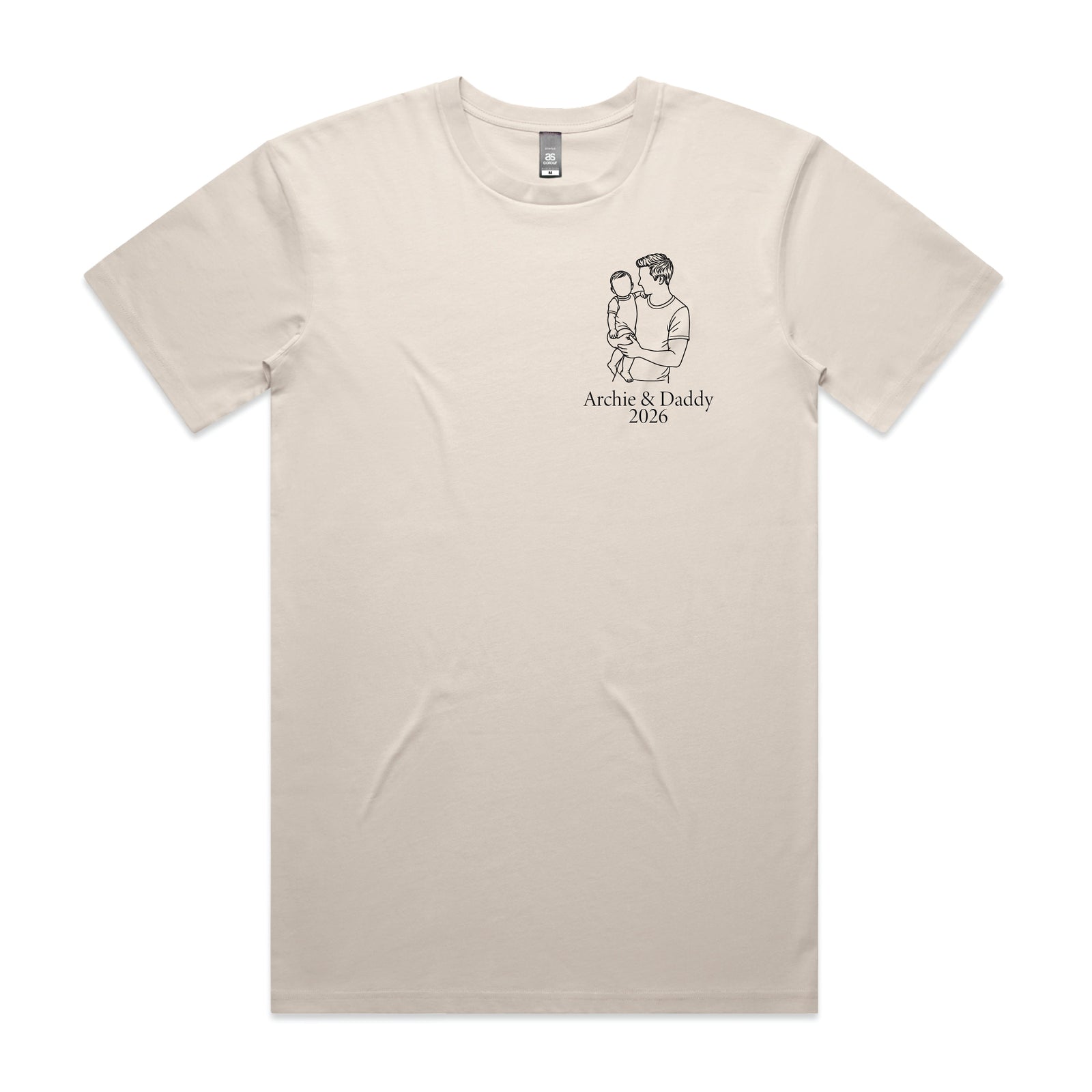 Personalised Dad T-Shirt – Line Art Father & Child Names Tee