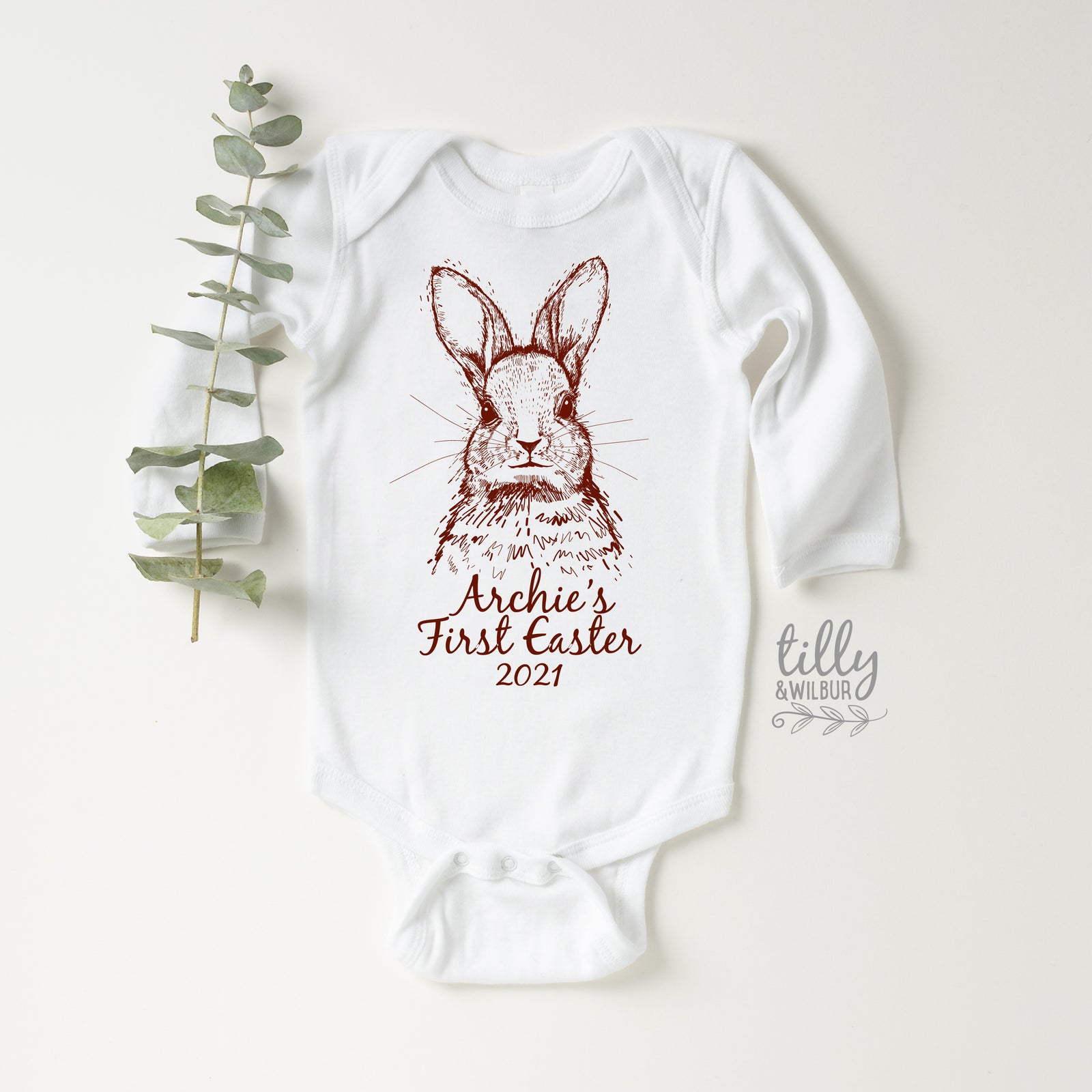 Personalised First Easter Bunny Bodysuit – Custom Name & Year Baby Easter Outfit